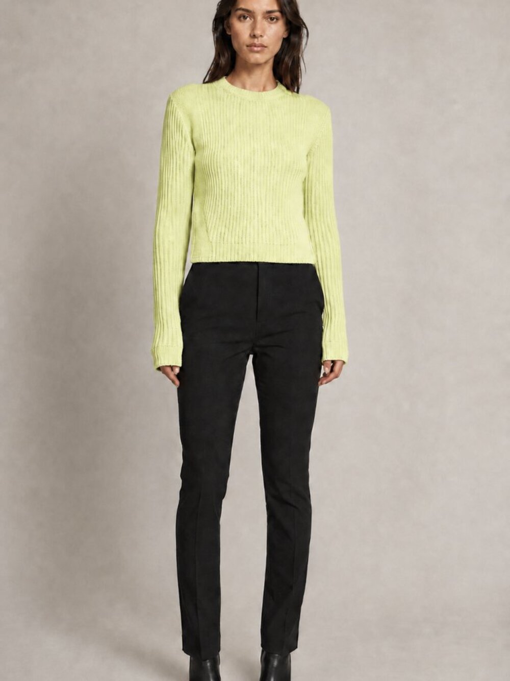 Rick Owens Sisyphus Lime Green Heavy Rib 100% Wool Sweater Size XS